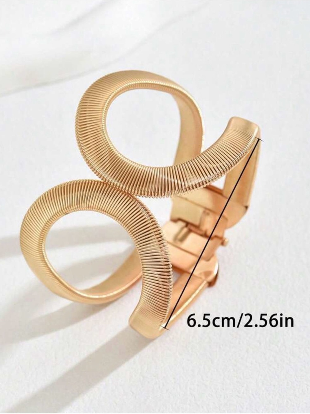 Gold Interlocking Ribbed Cuff Bracelet - Picture 3 of 4